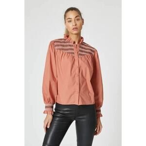 THE SHIRT‎ by Rochelle Behrens Everyday Saylor Embroidered Longsleeve Sz S